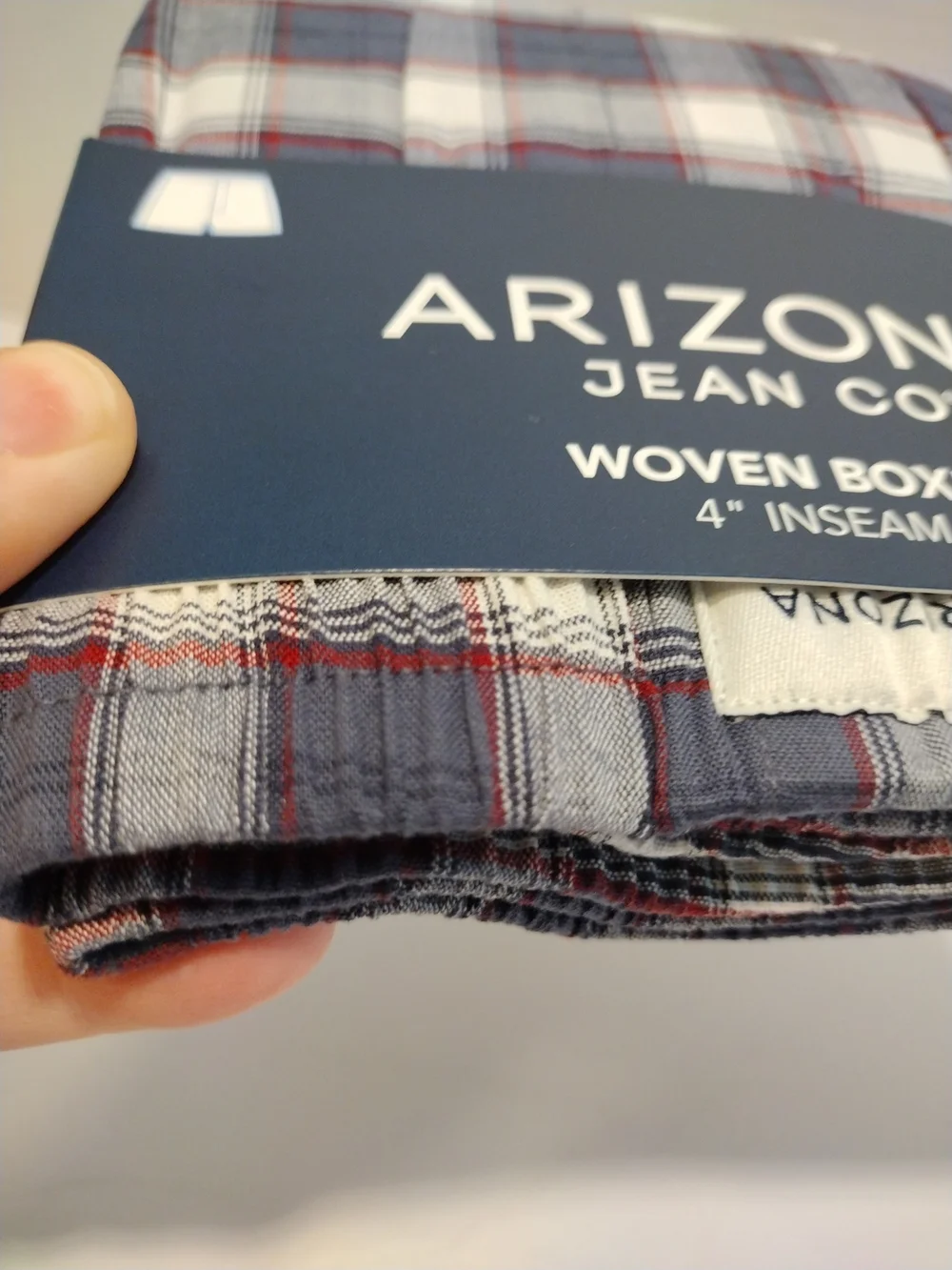 Arizona Jean Company Red, Navy & White Plaid Woven Boxer